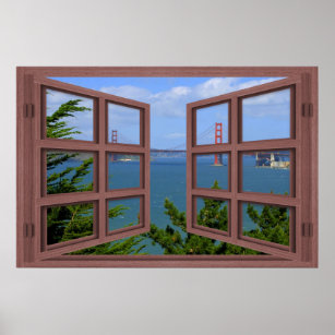 San Francisco Bay 6 Pane Open Window Poster