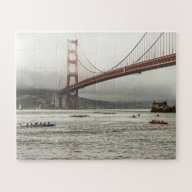 San Francisco Bay California outrigger canoe race Jigsaw Puzzle (Horizontal)