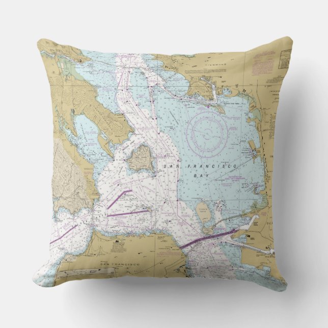 San Francisco Bay Nautical Chart Cushion (Front)