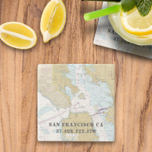 🧭 San Francisco Bay Nautical Chart Stone Coaster