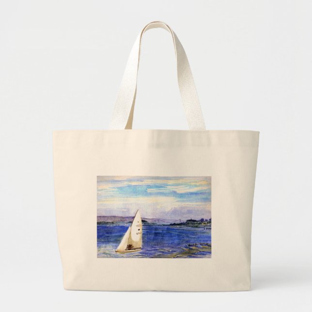 San Francisco Bay Watercolor Large Bag (Front)
