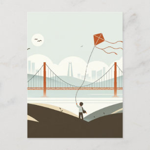 San Francisco Breeze - Child's Kite Flying Holiday Postcard