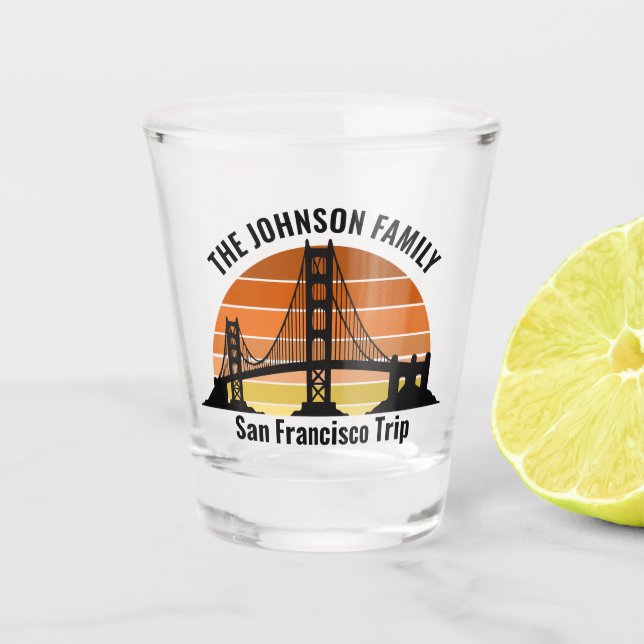 San Francisco Bridge Sunset Custom Trip Souvenir Shot Glass (Front)