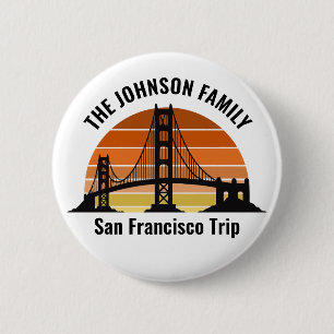 San Francisco Bridge Sunset Custom Vacation 6 Cm Round Badge