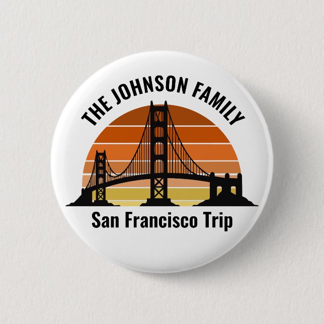 San Francisco Bridge Sunset Custom Vacation 6 Cm Round Badge (Front)