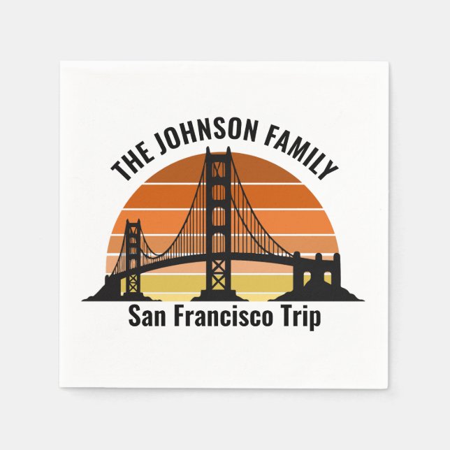 San Francisco Bridge Sunset Personalised Party Napkin (Front)