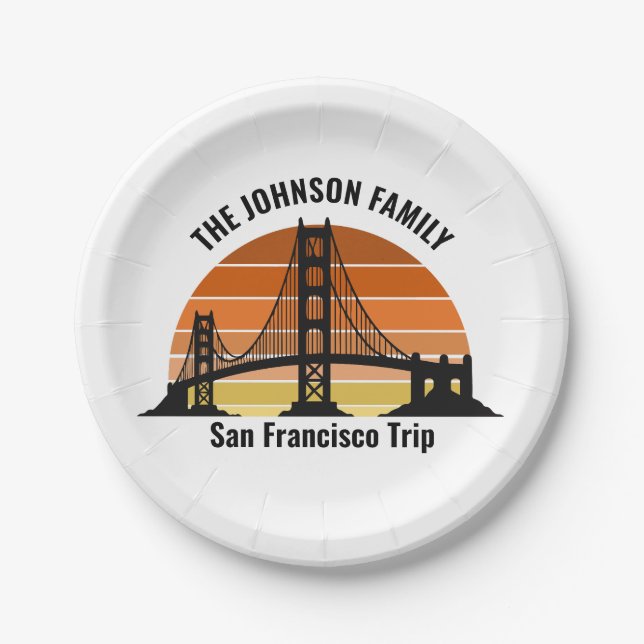 San Francisco Bridge Sunset Personalised Party Paper Plate (Front)