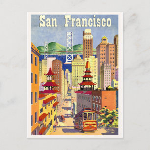 San Francisco buildings, street centre, tramway Postcard