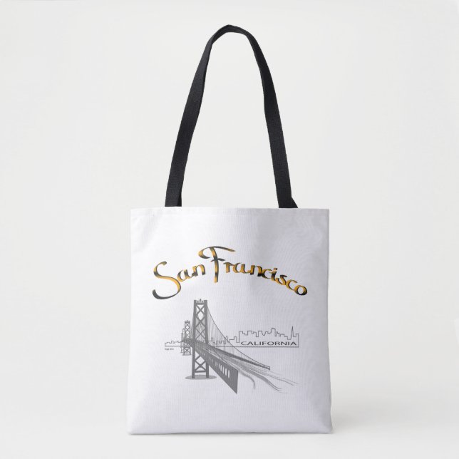 San Francisco, CA, Black,Gold, Cool Tote Bag (Front)