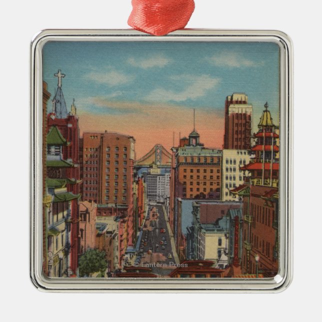 San Francisco, CA - Cable Cars going up Metal Tree Decoration (Front)