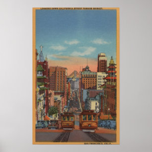 San Francisco, CA - Cable Cars going up Poster