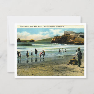 San Francisco CA Cliff House and Rocks 1920s Postcard