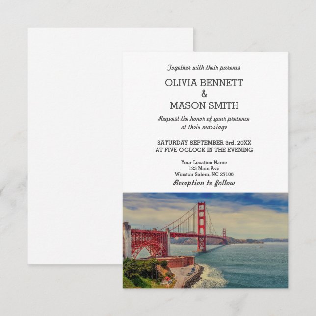 San Francisco CA Golden Gate Br Wedding Invitation (Front/Back)