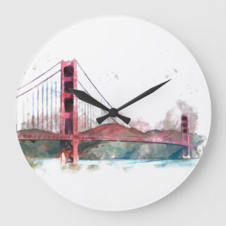 San Francisco, CA - Golden Gate Bridge Large Clock