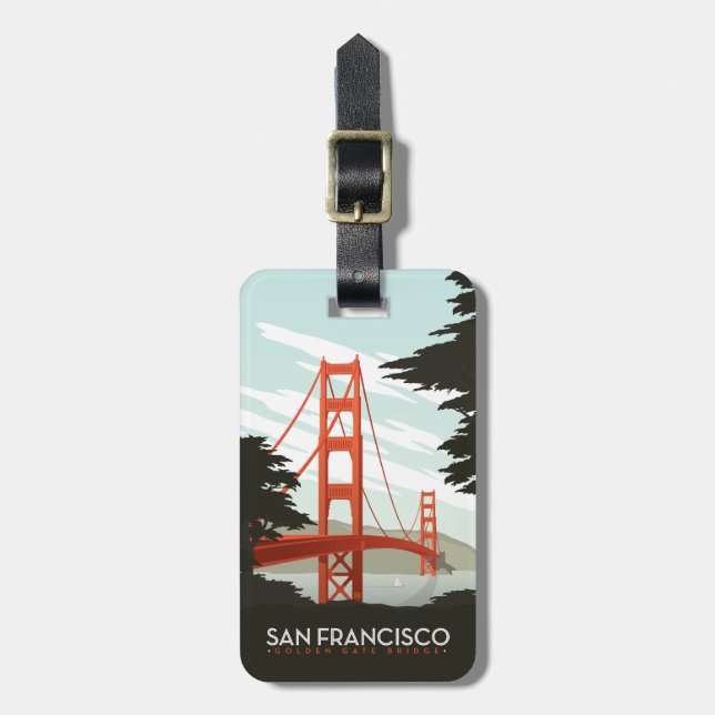 San Francisco, CA - Golden Gate Bridge Luggage Tag (Front Vertical)