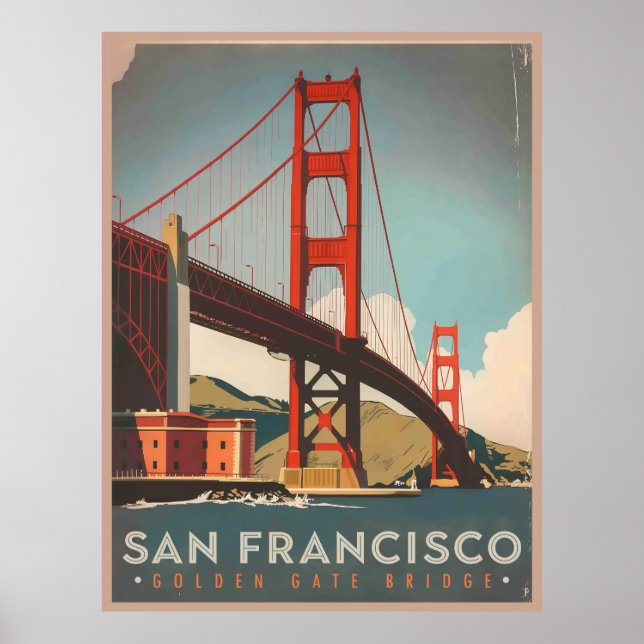 San Francisco, CA - Golden Gate Bridge vintage Poster (Front)