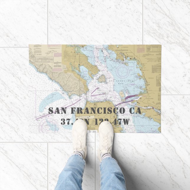 San Francisco CA Latitude Longitude Nautical Boat Doormat (Indoor)