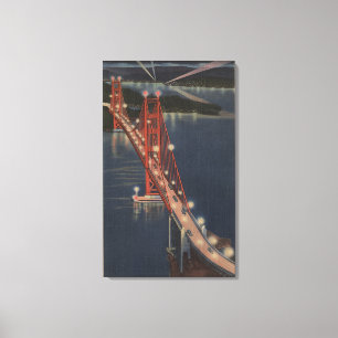 San Francisco, CA - Night View of Golden Gate Canvas Print