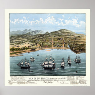 San Francisco, CA Panoramic Map - 1847 Poster