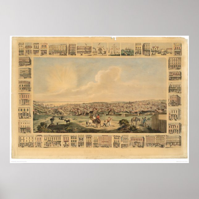 San Francisco, CA. Panoramic Map 1860 (1162A) Poster (Front)