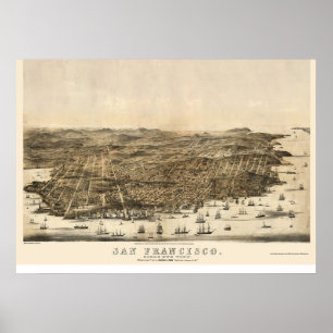 San Francisco, CA Panoramic Map - 1864   Poster