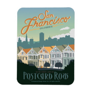 San Francisco, CA - Postcard Row Magnet