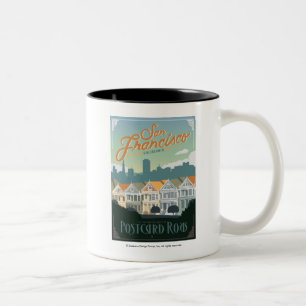 San Francisco, CA - Postcard Row Two-Tone Coffee Mug