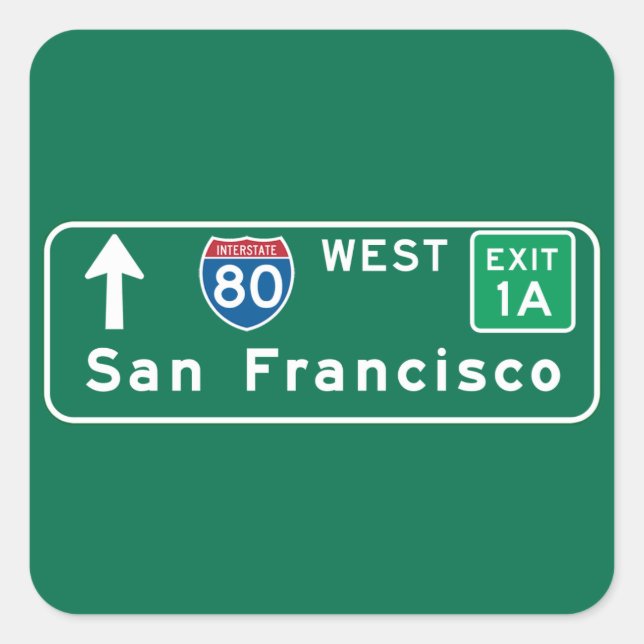 San Francisco, CA Road Sign Square Sticker (Front)