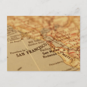 San Francisco, CA Vintage Map Postcard