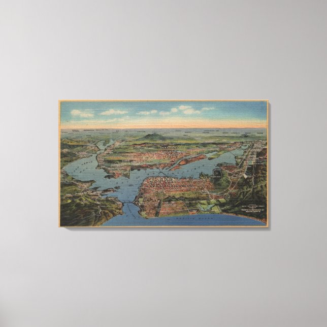 San Francisco, CAAerial View from West Canvas Print (Front)