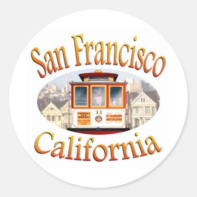 San Francisco Cable Car Classic Round Sticker (Front)