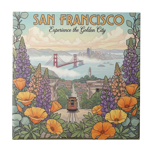 San Francisco Cable Car Postcard Tile (Front)