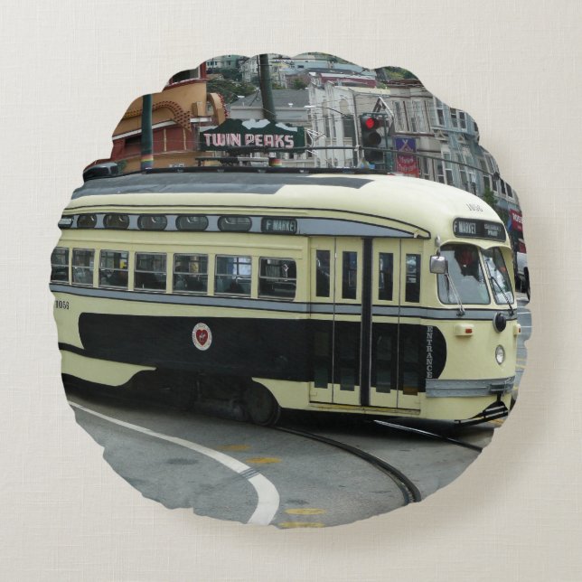 San Francisco Cable Car Round Cushion (Front)