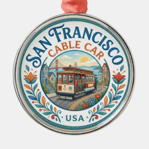 San Francisco Cable Car USA Metal Tree Decoration