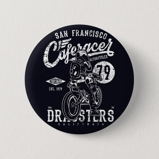San Francisco Cafe Racer Motor California 6 Cm Round Badge (Front)