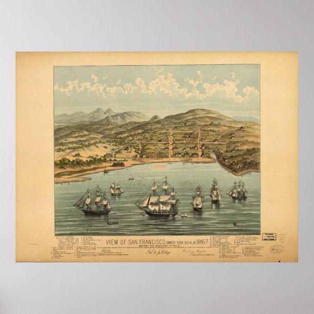 San Francisco California 1846 Panoramic Map Poster (Front)