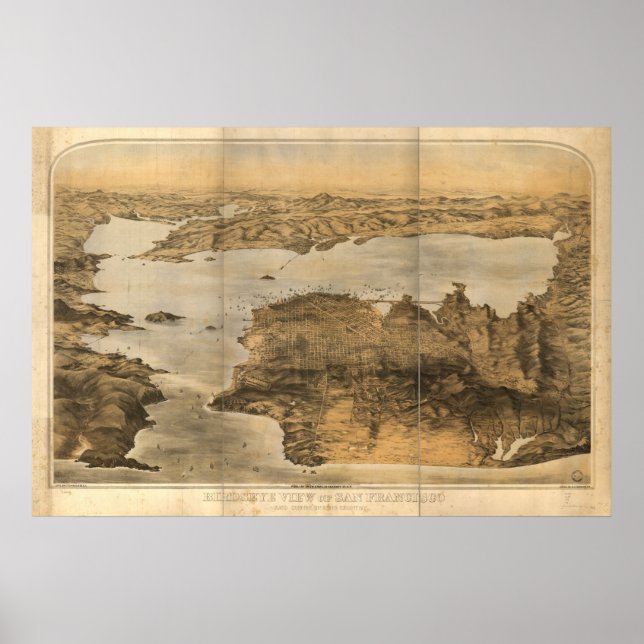 San Francisco California 1876 Panoramic Map Poster (Front)