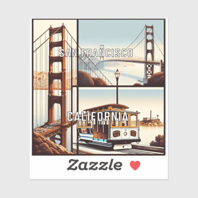 San Francisco California 3 Inch Vinyl Sticker (Sheet)