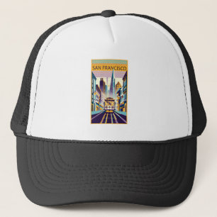 San Francisco California Art Deco Trucker Hat