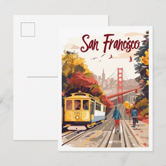 San Francisco California Art Vintage Travel Postcard (Front/Back)
