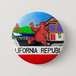 San Francisco California Bear Flag 2 6 Cm Round Badge