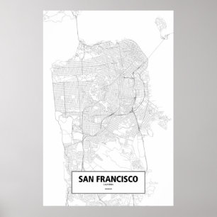 San Francisco, California (black on white) Poster