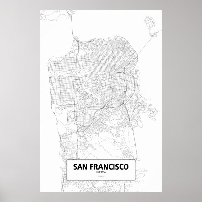 San Francisco, California (black on white) Poster (Front)