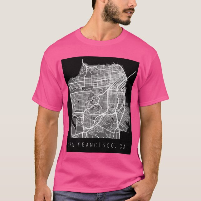 San Francisco California CA city map black and whi T-Shirt (Front)
