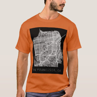 San Francisco California CA city map black and whi T-Shirt