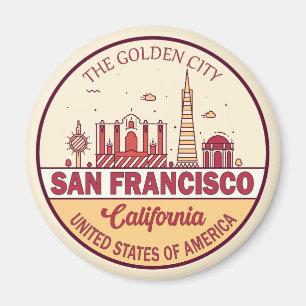 San Francisco California City Skyline Emblem Magnet