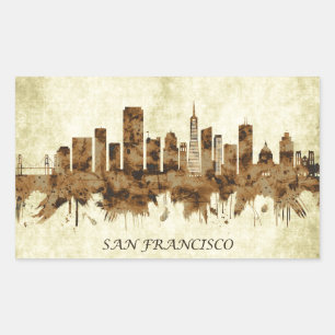 San Francisco California Cityscape Rectangular Sticker