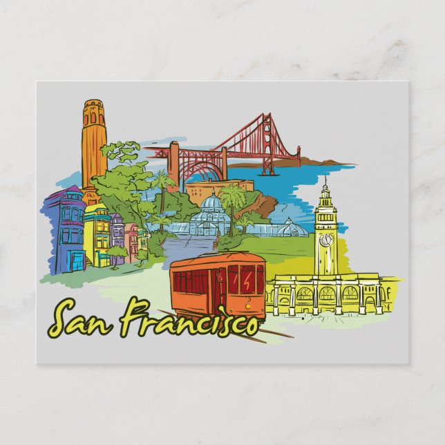 San Francisco, California Famous City Postcard (Front)