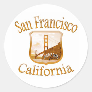 San Francisco California Gold Classic Round Sticker