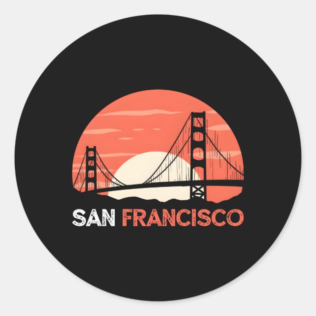 San Francisco California Golden Gate Bridge Classic Round Sticker (Front)